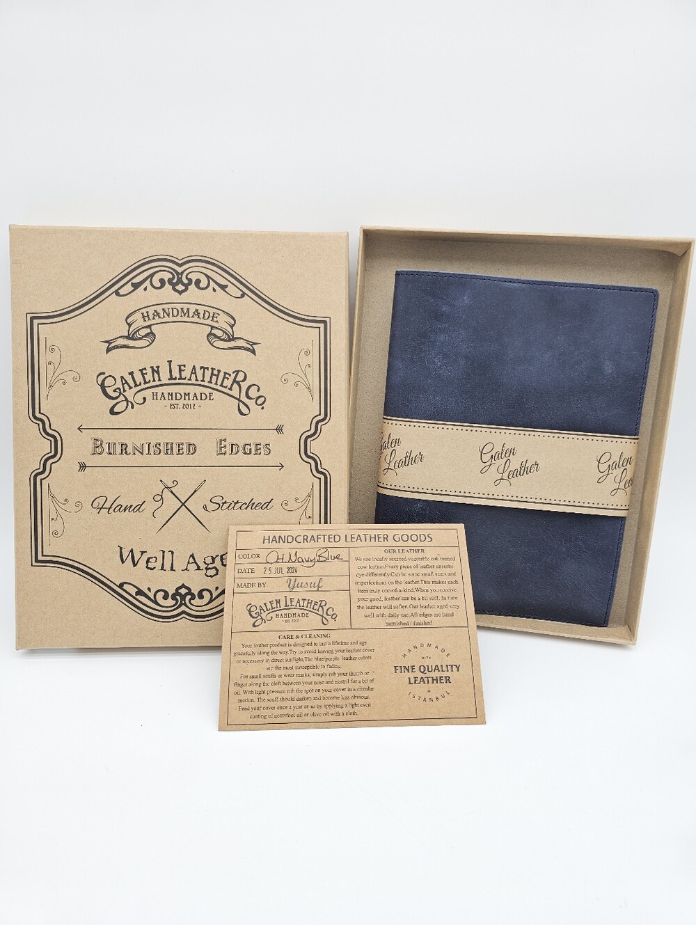 Galen Leather - Slim A5 Notebook/Planner Cover - Crazy Horse Navy